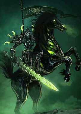 Dark Knight on a Fiery Horse