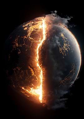 Cracked Planet with Lava