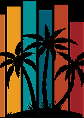 Retro Sunset Palm Trees
