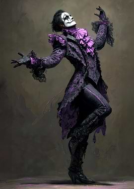 Jester in Purple and Black Costume