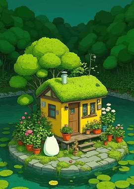 Cozy Yellow House on a Water Island