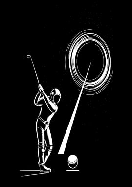 Astronaut Playing Golf in Space