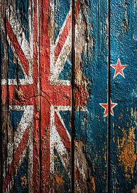 Rustic New Zealand Flag Wood