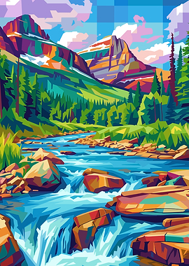 Vibrant Mountain River Landscape