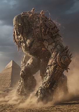 Giant Stone Golem in Egyptian Desert