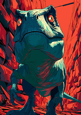 Dinosaur with glowing eyes