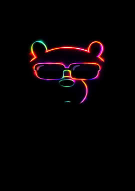 Neon Bear with Sunglasses