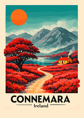 Vintage Travel Connemara Ireland Landscape