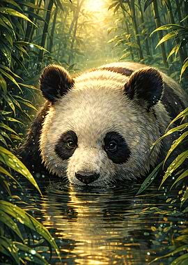 Panda in a Bamboo Forest