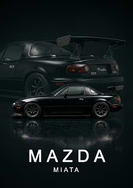Black Mazda Miata art poster