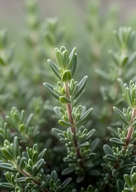 Close-up of Thyme Plant Stems