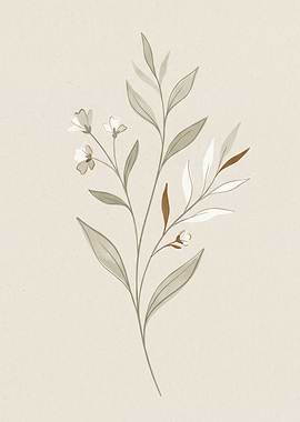 Delicate Floral Branch Illustration