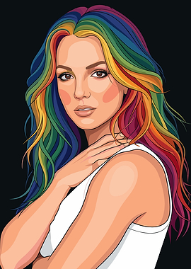 Britney Spears with Rainbow Hair