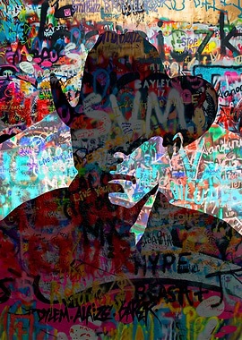 Urban Graffiti Cowboy Silhouette