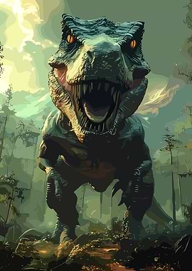 Fierce Tyrannosaurus Rex in a Lush Forest