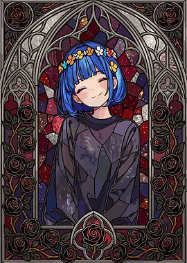 Anime Girl in Stained Glass