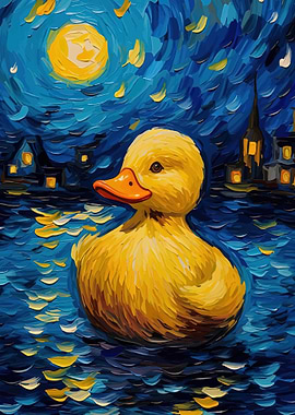 Duck in Starry Night Style
