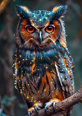 Enchanted Owl with Fiery Eyes