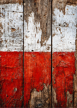 Rustic Polish Flag Wood Texture