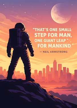 Astronaut overlooking a cityscape