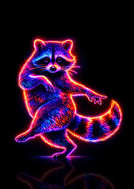 Neon Raccoon Dancing