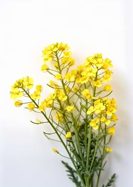 Yellow Flowers on White Background