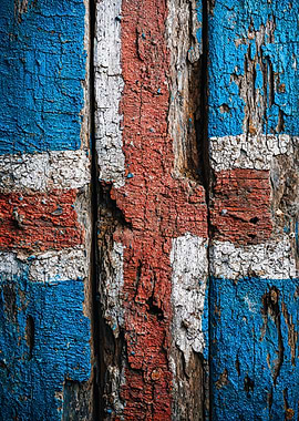 Distressed Iceland Flag Wooden Texture