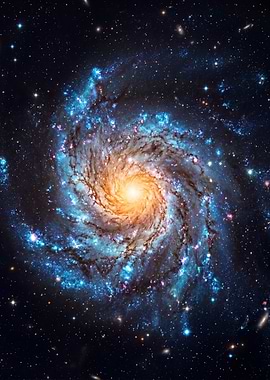 Vibrant Spiral Galaxy in Deep Space