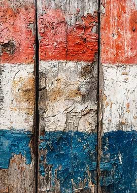 Rustic Netherlands Flag Wood Texture