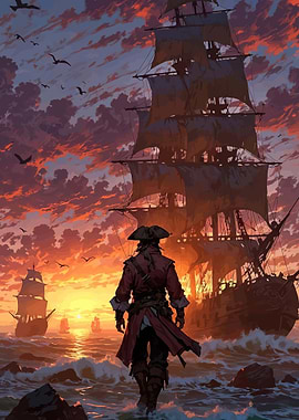 Pirate Captain at Sunset