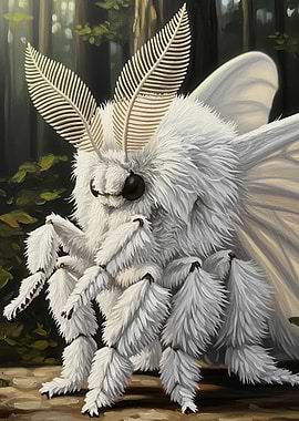 White Moth in Forest