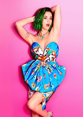 Katy Perry in a colorful donut dress