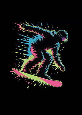 Snowboarder in Neon Splatter