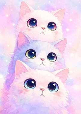 Three Adorable Kittens Stacked