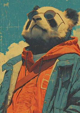 Panda Wearing Sunglasses and Jacket