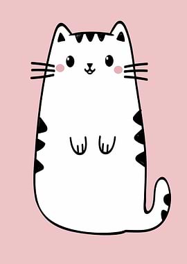 Cute White Cat Illustration