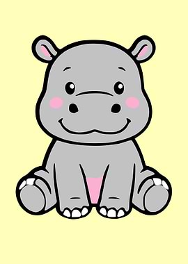 Cute Cartoon Hippopotamus
