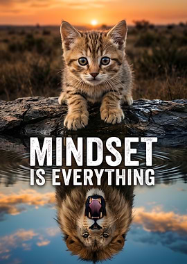 Kitten and Lion Mindset is everything Reflection