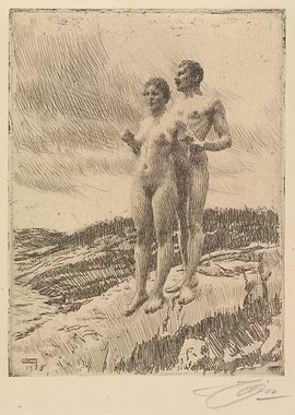 Nude Couple on Rocky Outcrop