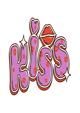 Retro Kiss Lips Text Art
