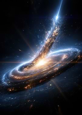 Cosmic Galaxy with Jet Stream