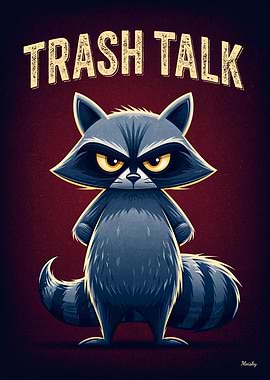 Trash Talk – Funny Raccoon Cartoon Poster