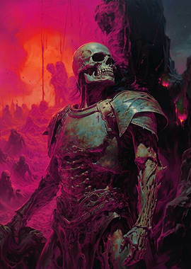 Undead Knight in Fiery Landscape