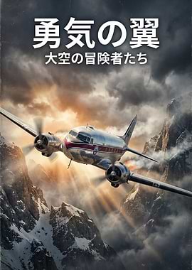 Vintage Airplane Flying Over Mountains