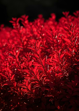 Vibrant Red Leaves in Sunlight