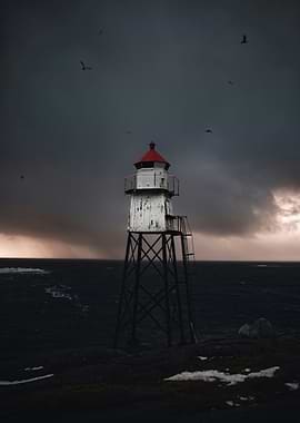 Lighthouse in a Stormy Sea
