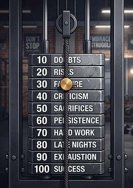 Gym Weight Stack with Motivational Words