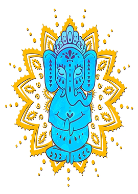 Blue Ganesha With Yellow Mandala