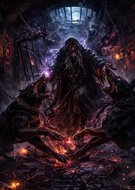 Dark Wizard with Hellhounds