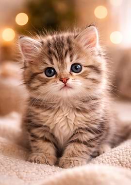 Adorable Fluffy Kitten with Blue Eyes